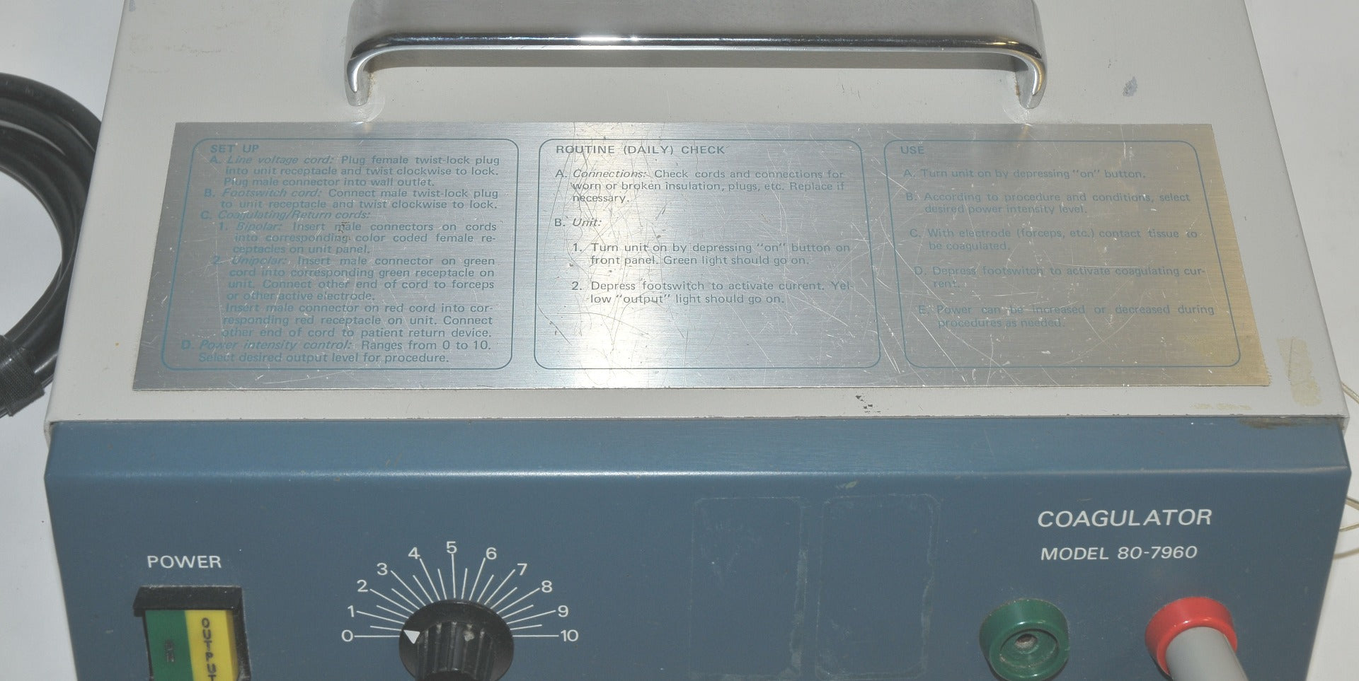 Cameron Miller Coagulator Model 80-7960 Surgical Electrosurgical Generator Parts