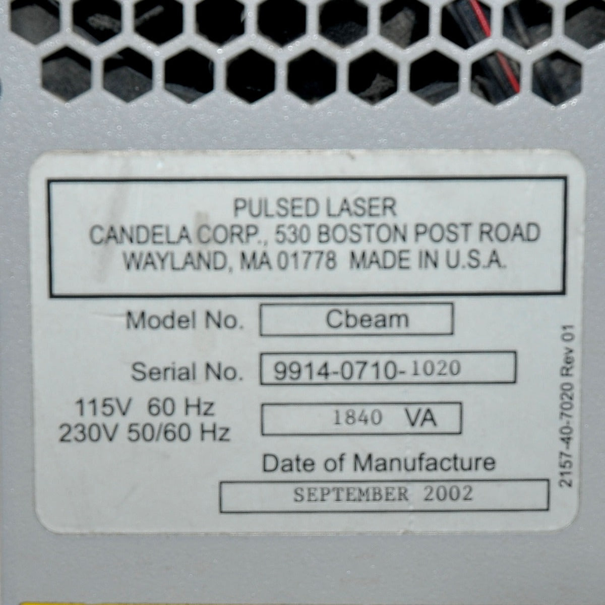 Candela CBeam Pulsed Laser C-Beam Pulsed Dye Psoriasis Scar Treatment 585nm 2002