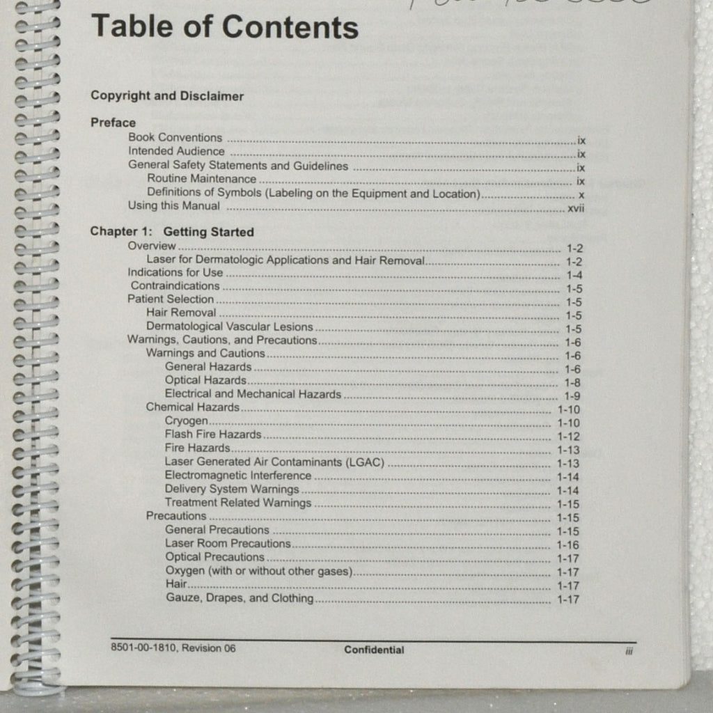 Candela GentleMax Laser User Operator's Manual 8501-00-1810 Maintenance & More