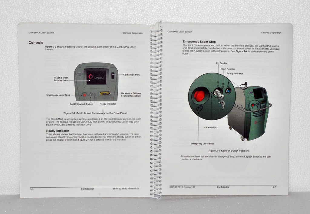 Candela GentleMax Laser User Operator's Manual 8501-00-1810 Maintenance & More
