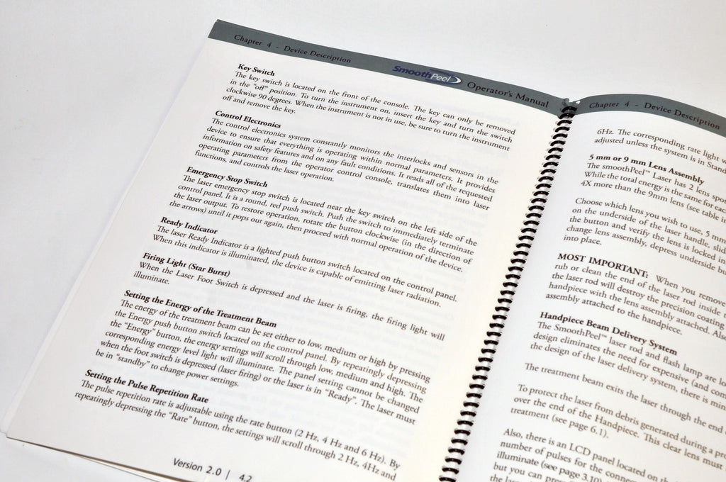 Candela SmoothPeel Operator's Manual 2008 VERSION 2.0 Setup Maintenance Specs +