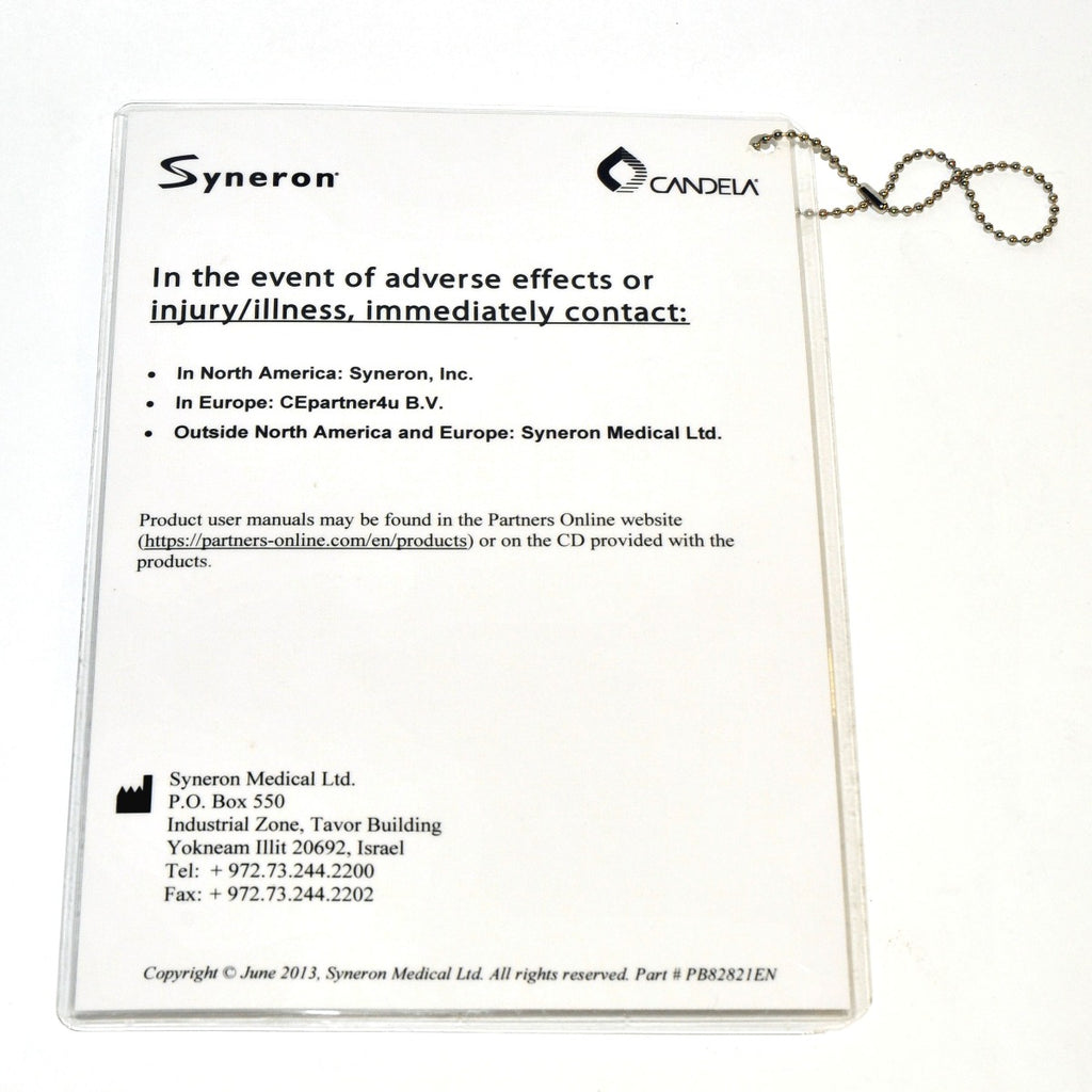 Candela Syneron Adverse Effects Injury Illness Immediate Contact Info PB82821EN
