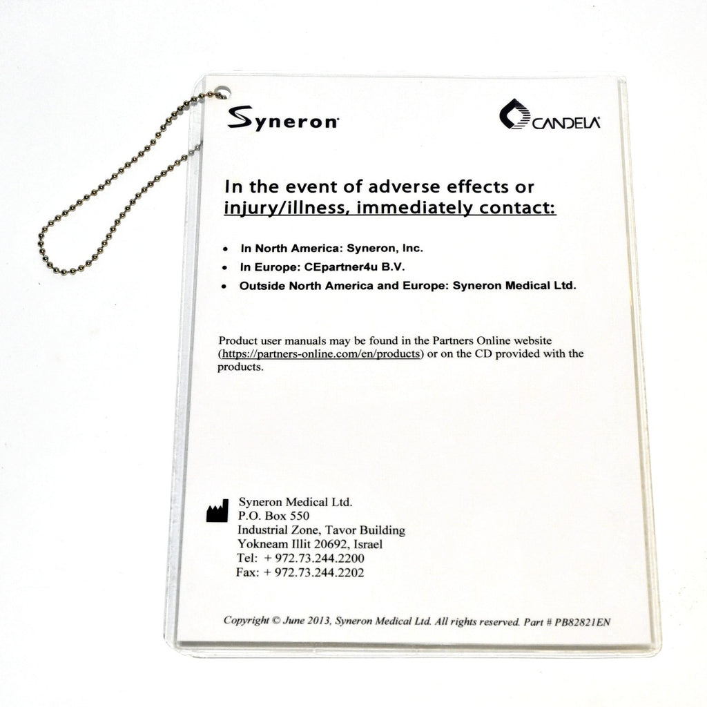Candela Syneron Adverse Effects Injury Illness Immediate Contact Info PB82821EN