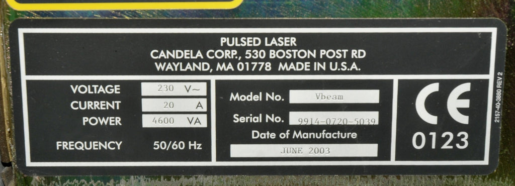 Candela VBeam Pulsed Dye Laser PDL Acne Wrinkles Vascular Vein Treament V Beam