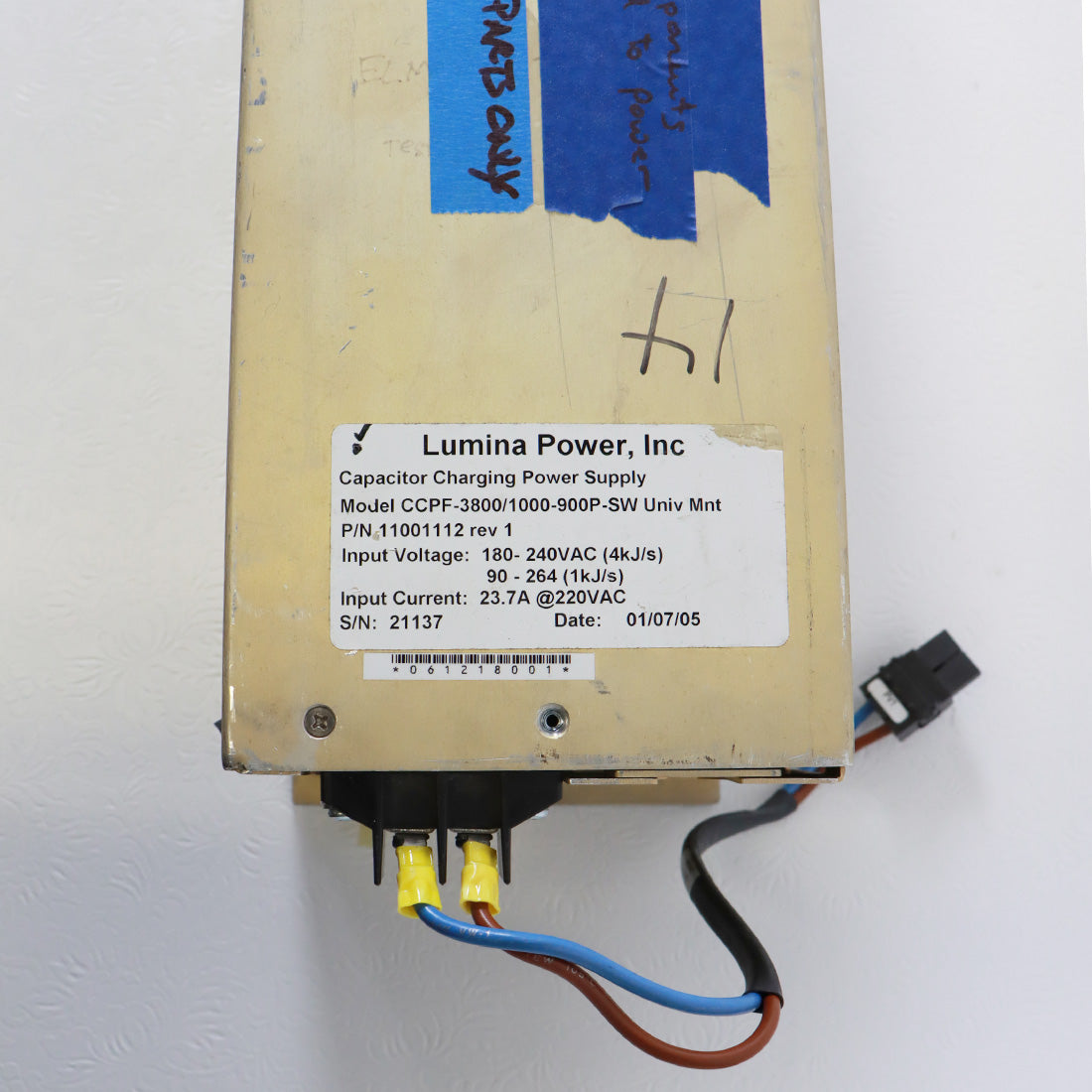 2005 Lumina Power Capacitor Charging Power Supply 11001112 Parts As-Is