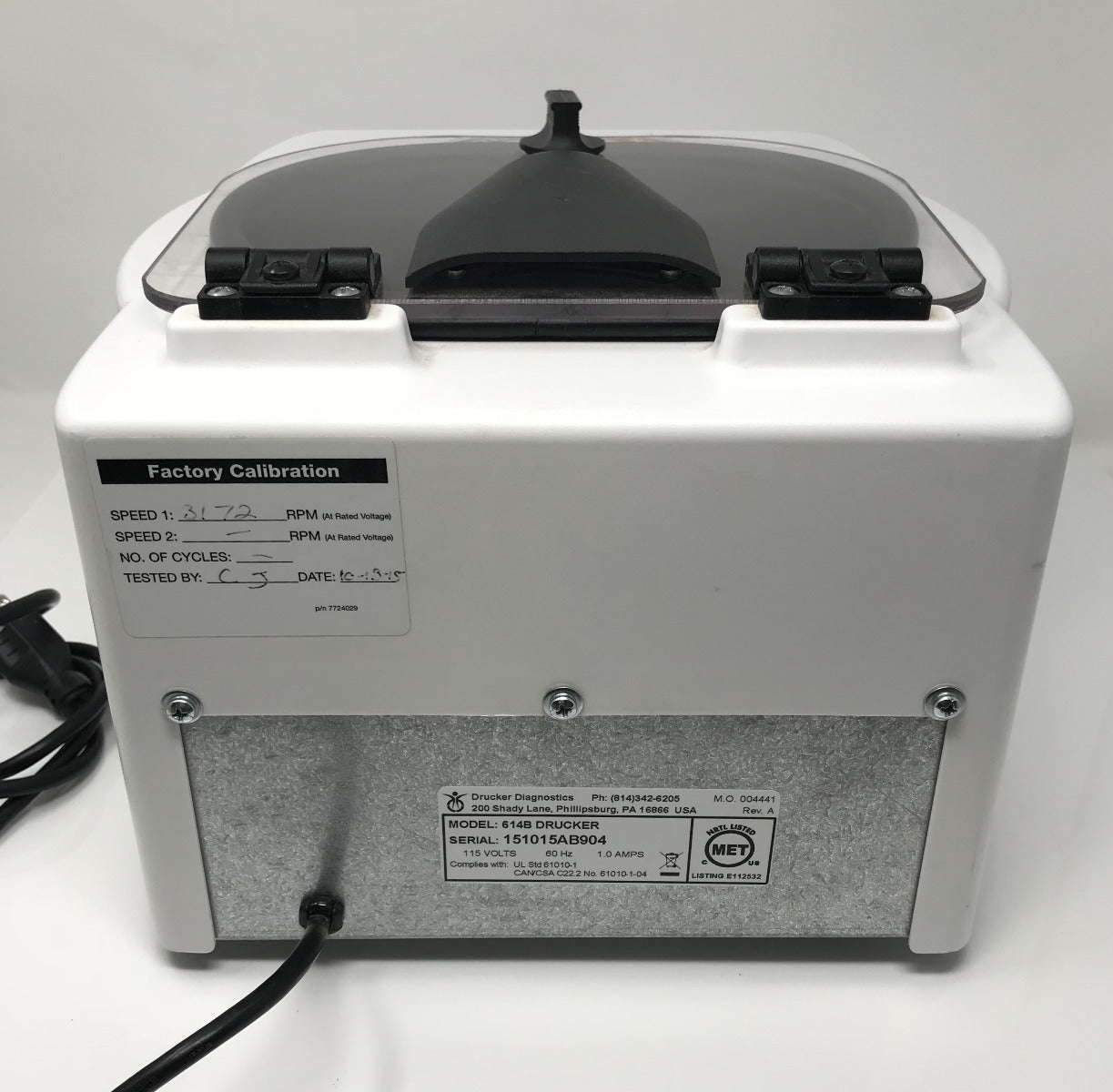Centrifuge Horizon 614 B Drucker Diagnostics PRP Platelet Rich Plasma 614B