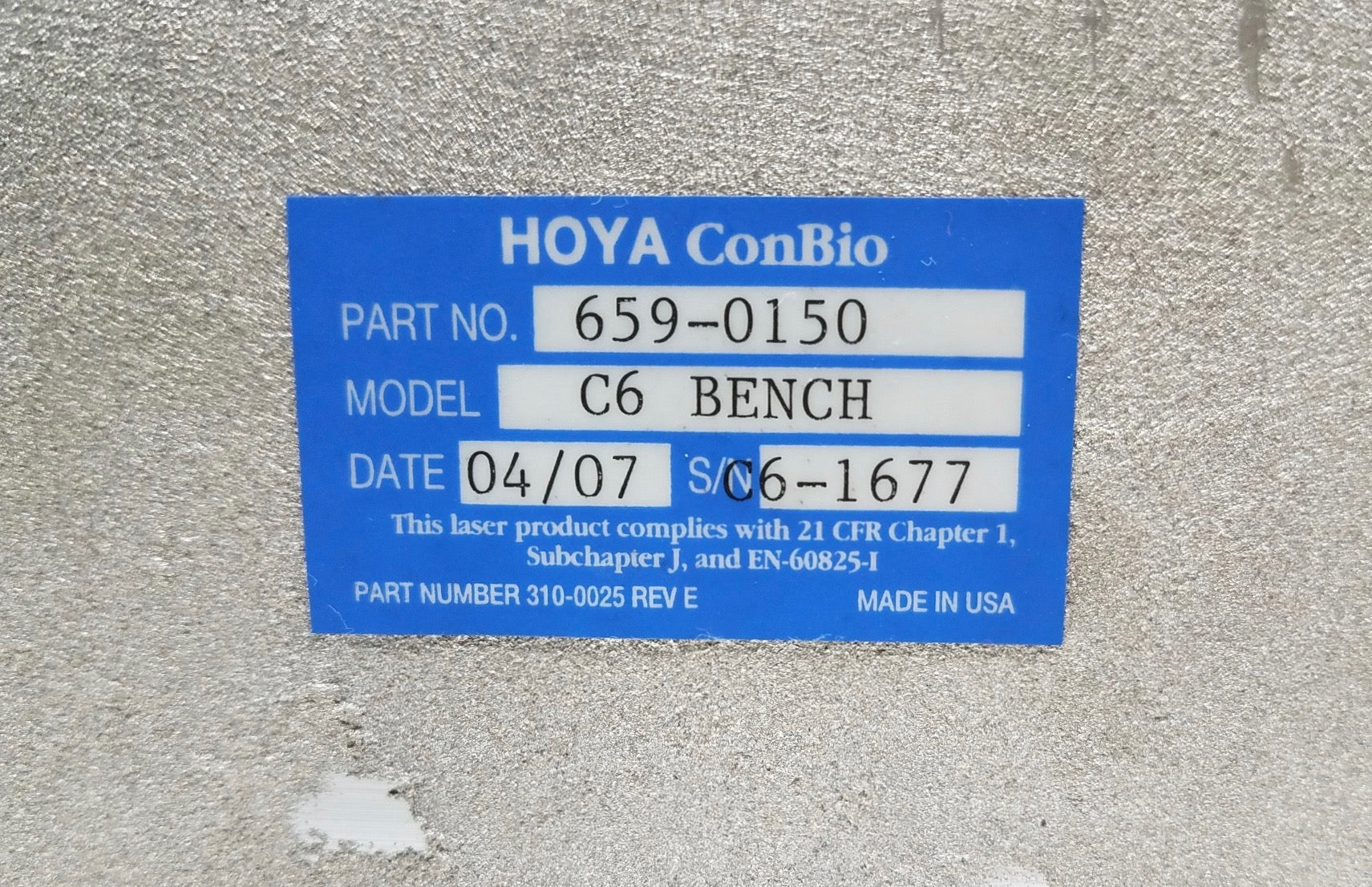 Hoya ConBio C 6 CYNOSURE Con Bio C6 Optical Board Assembly Bench Array 659-0150