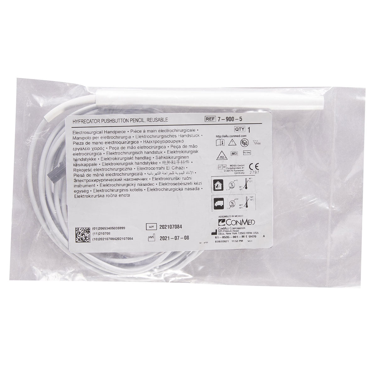 ConMed Hyfrecator 2000 Pencil Pushbutton Handpiece (Autoclavable/Reusable) 10ft - 7-900-5