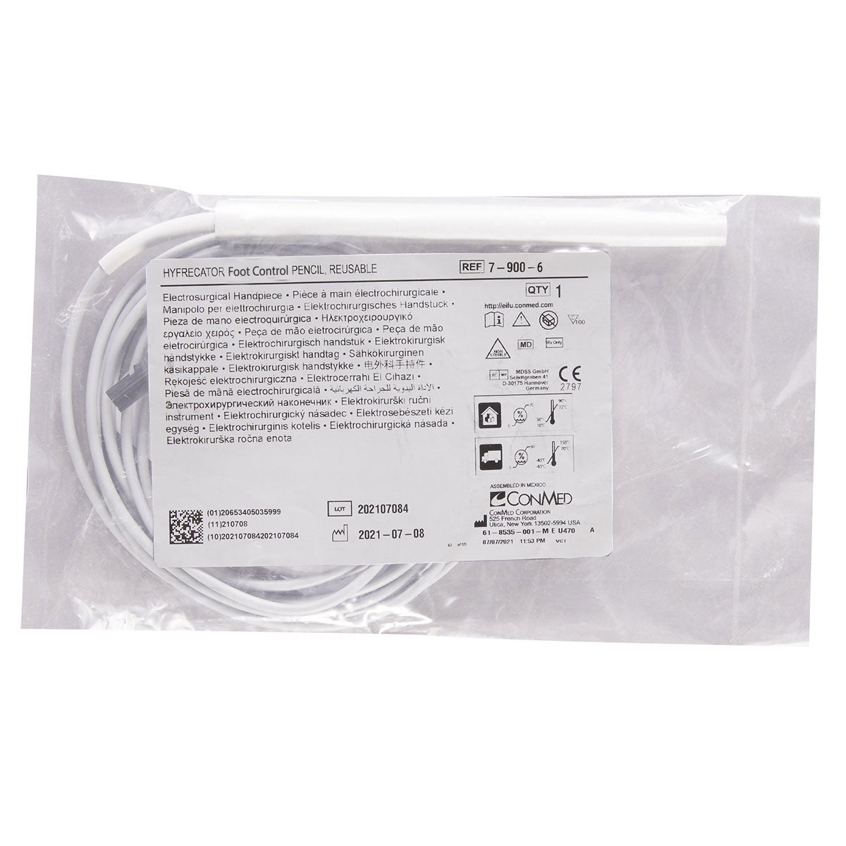 ConMed Hyfrecator 2000 Pencil Foot-Control Handpiece (Autoclavable/Reusable) 10ft - 7-900-6