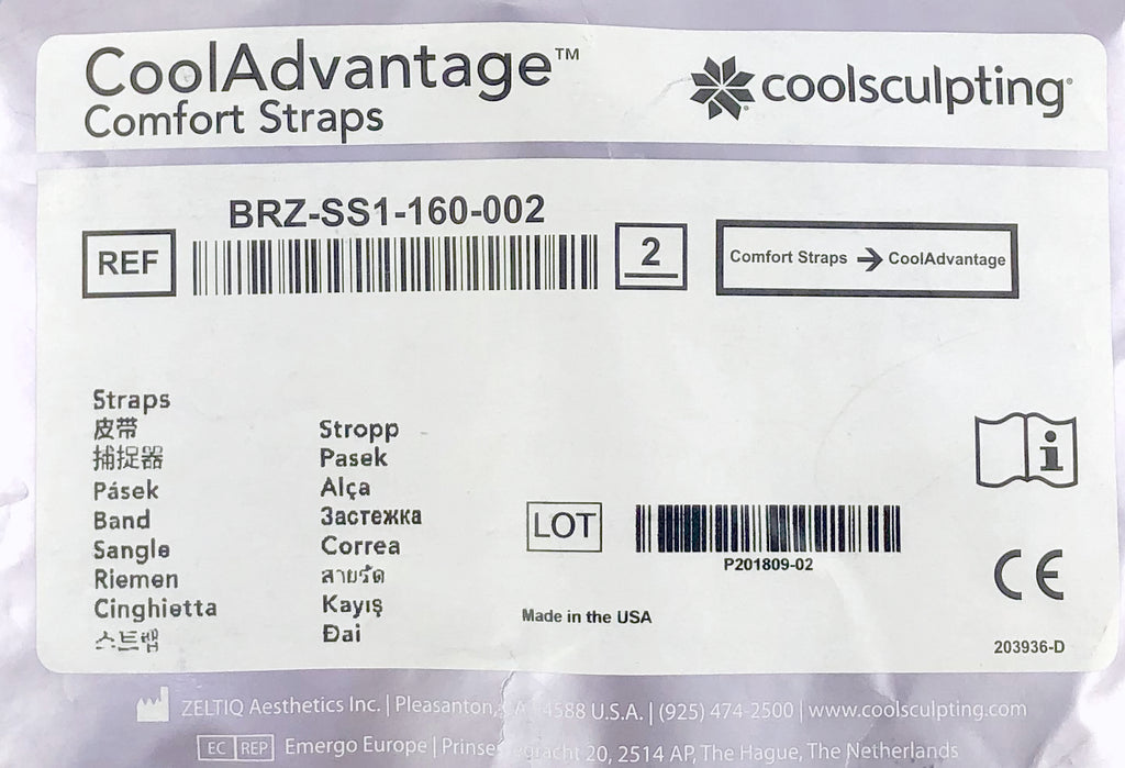 Zeltiq CoolAdvantage Comfort Straps BRZ-SS1-160-002 CoolSculpting - Pack of 2