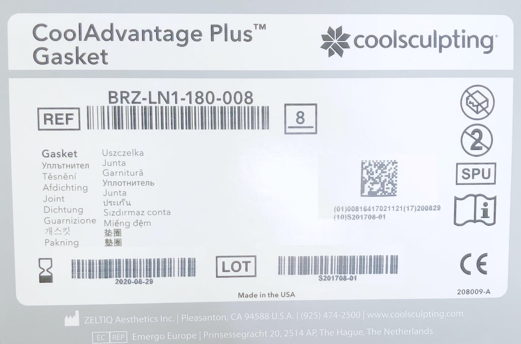 Zeltiq CoolSculpting CoolAdvantage Plus Gasket BRZ-LN1-180-008 Exp 08/20 - 8 Pack