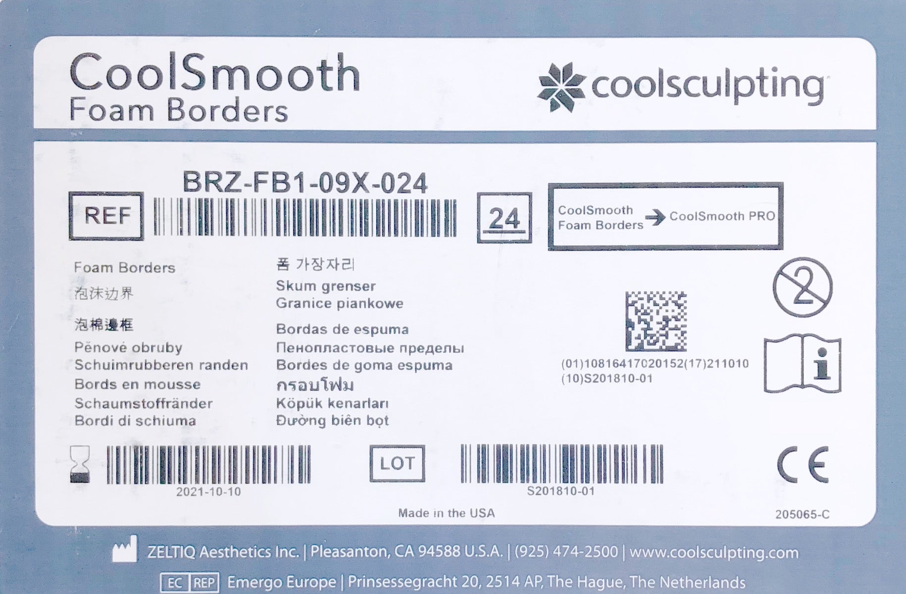 Zeltiq CoolSculpting CoolSmooth Foam Borders BRZ-FB1-09X-024 Exp. 10/21 x 24 Pack