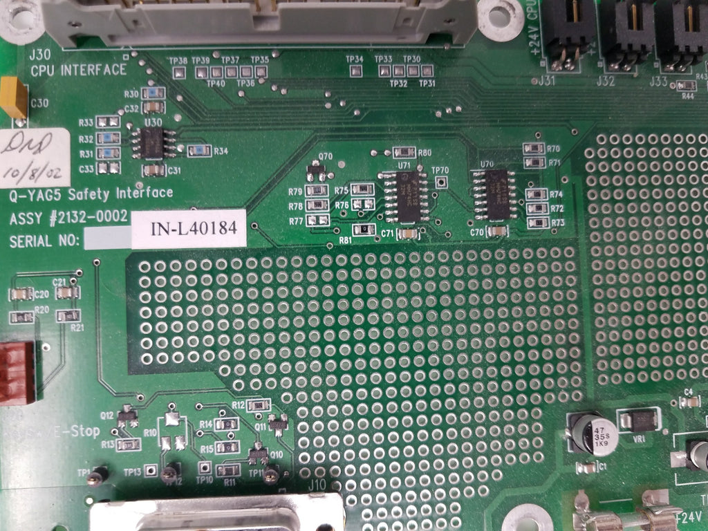 CPU Safety Interface Board Q Yag5 Palomar Yag 5 E-Stop ** Parts SOLD AS IS **