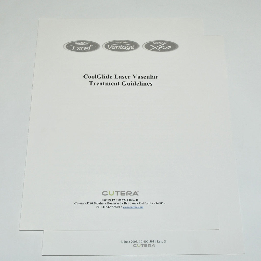 Cutera CoolGlide Laser Vascular Treatment Guidelines Parameter Settings