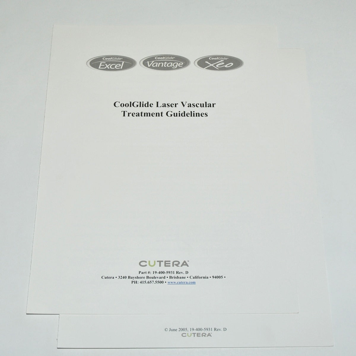 Cutera CoolGlide Laser Vascular Treatment Guidelines Parameter Settings