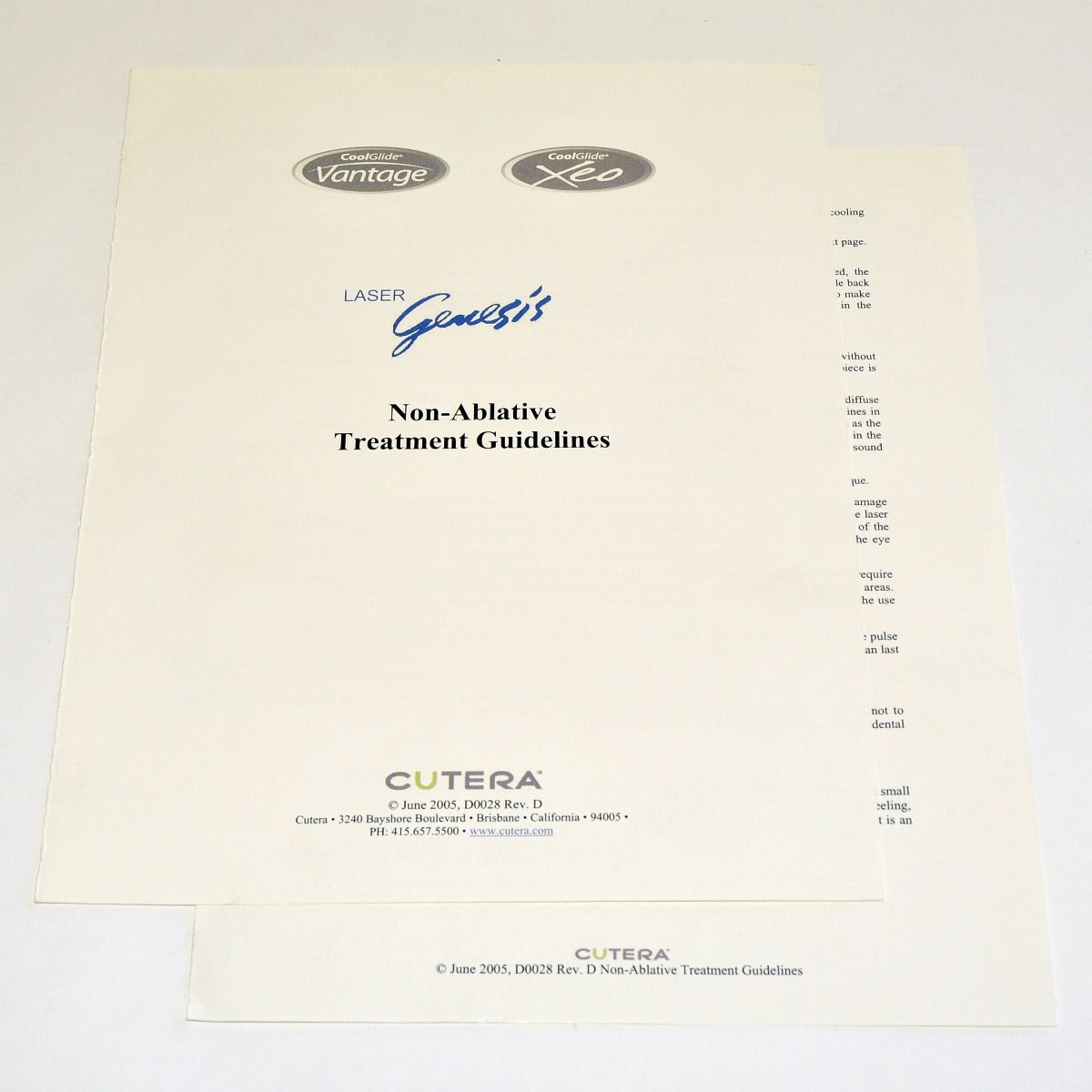 Cutera CoolGlide Vantage Xeo Laser Genesis Treatment Settings Guidelines