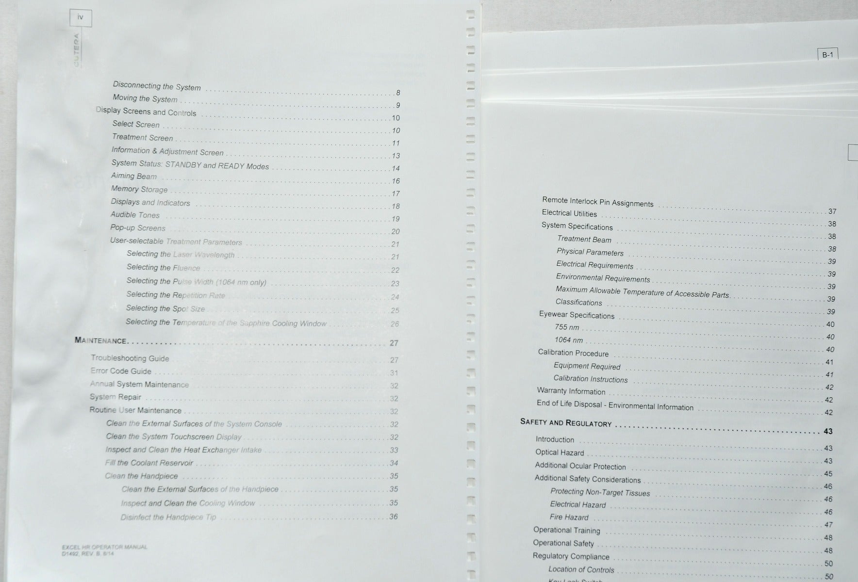 Cutera Excel HR Operator Manual 755nm 1064nm Nd:Yag Booklet Aug/2014 REV B D1492