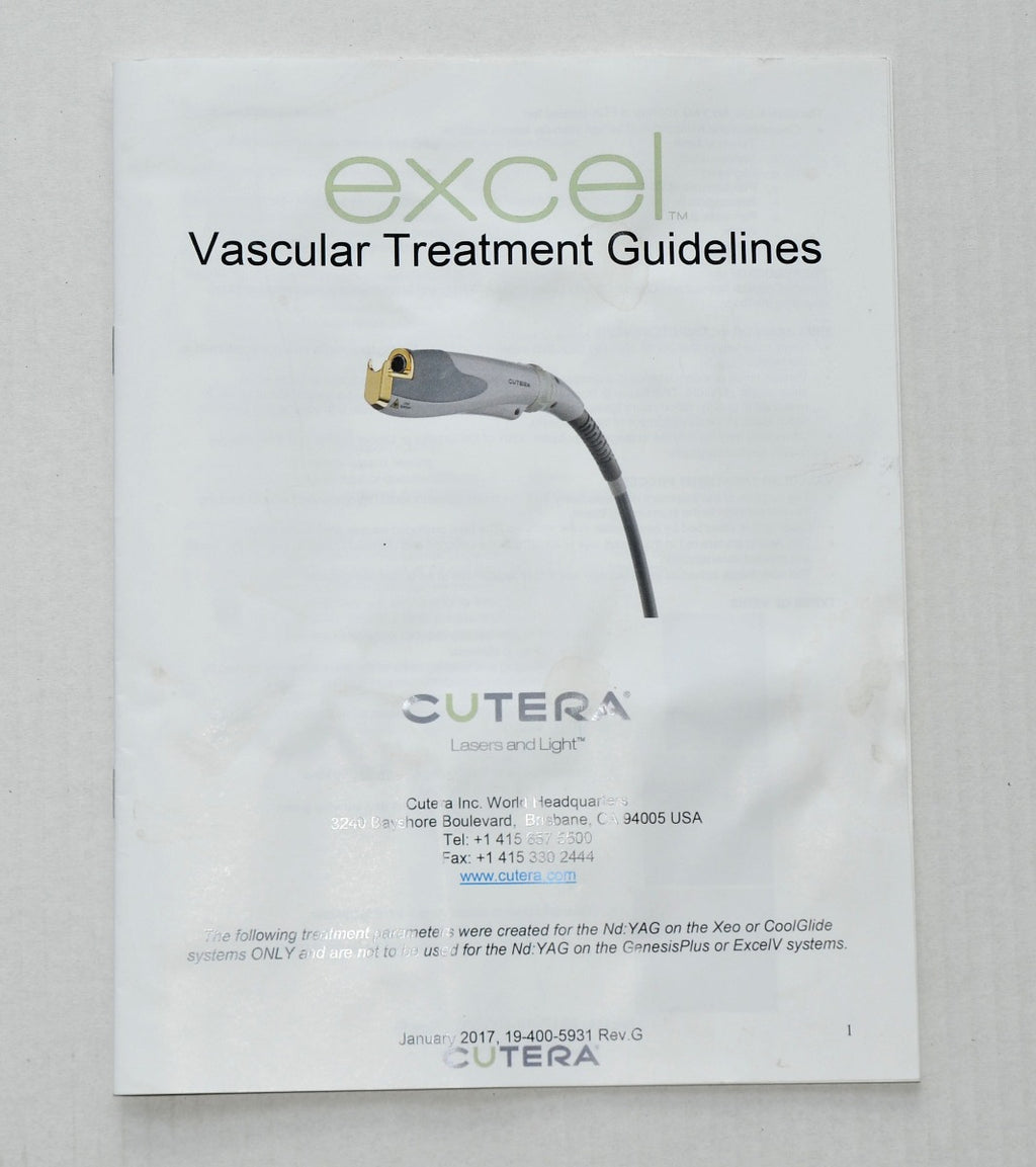 Cutera Excel Laser Vascular Treatment Guidelines Parameter Settings 19-400-5931