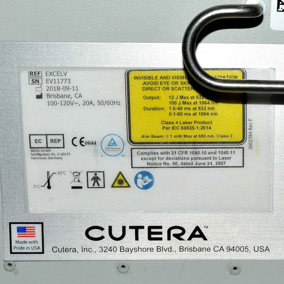 Cutera Excel V Laser 532 1064 Nd YAG Vascular Genesis XLV NdYAG ExcelV XL V 2018