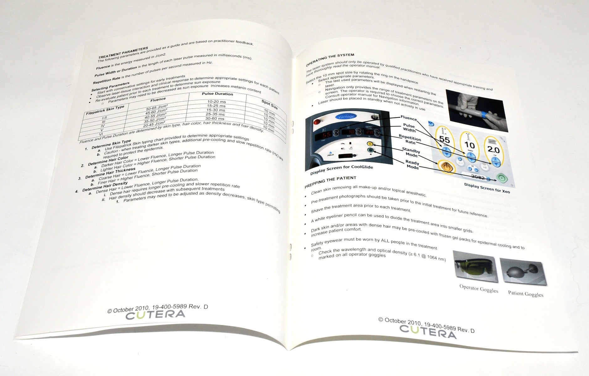 Cutera Laser CoolGlide Hair Removal Treatment Guideline Brochure