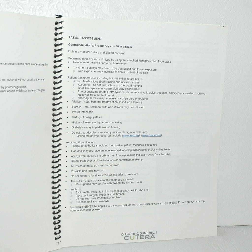 Cutera Laser Genesis Treatment Guidelines User Guide Operator Booklet D0028