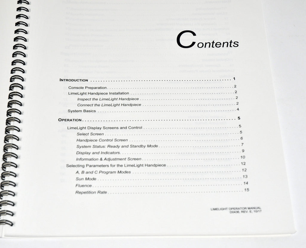 Cutera Laser LimeLight Handpiece Operator Manual Maintenance Usage Safety D0436-1