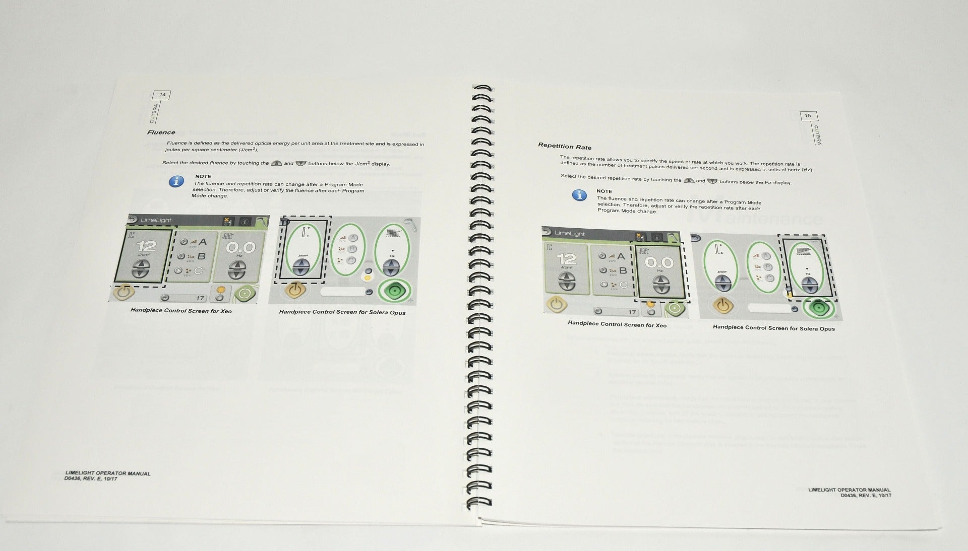 Cutera Laser LimeLight Handpiece Operator Manual Maintenance Usage Safety D0436-1