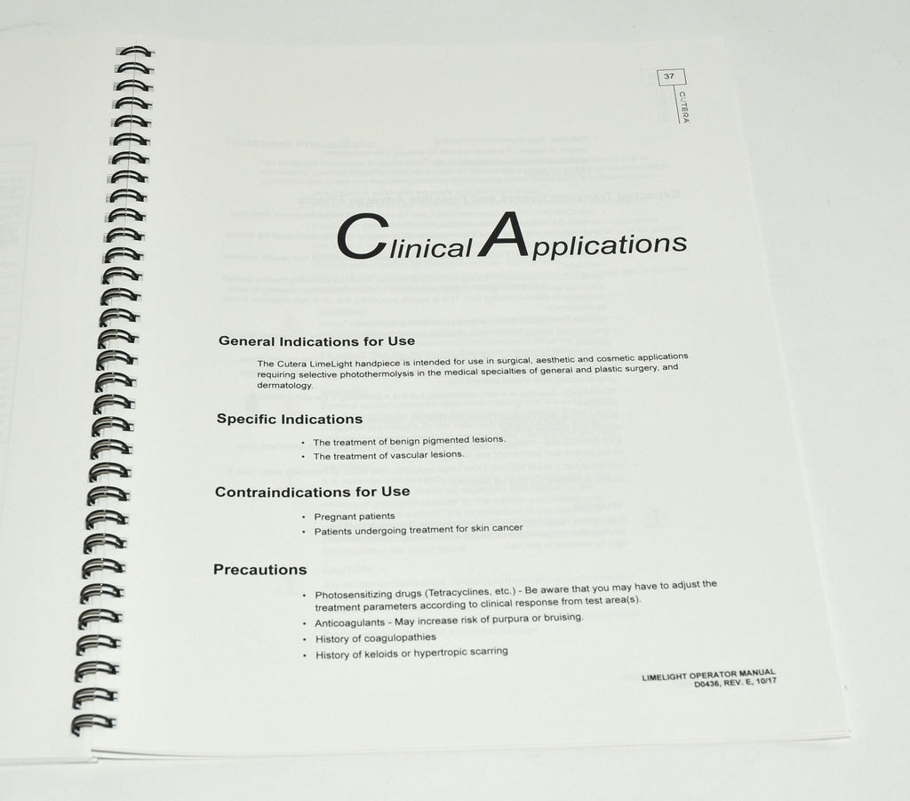 Cutera Laser LimeLight Handpiece Operator Manual Maintenance Usage Safety D0436-1