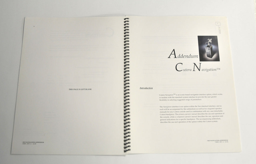 Cutera Laser XeoNavigation Addendum Booklet D0493 12/06