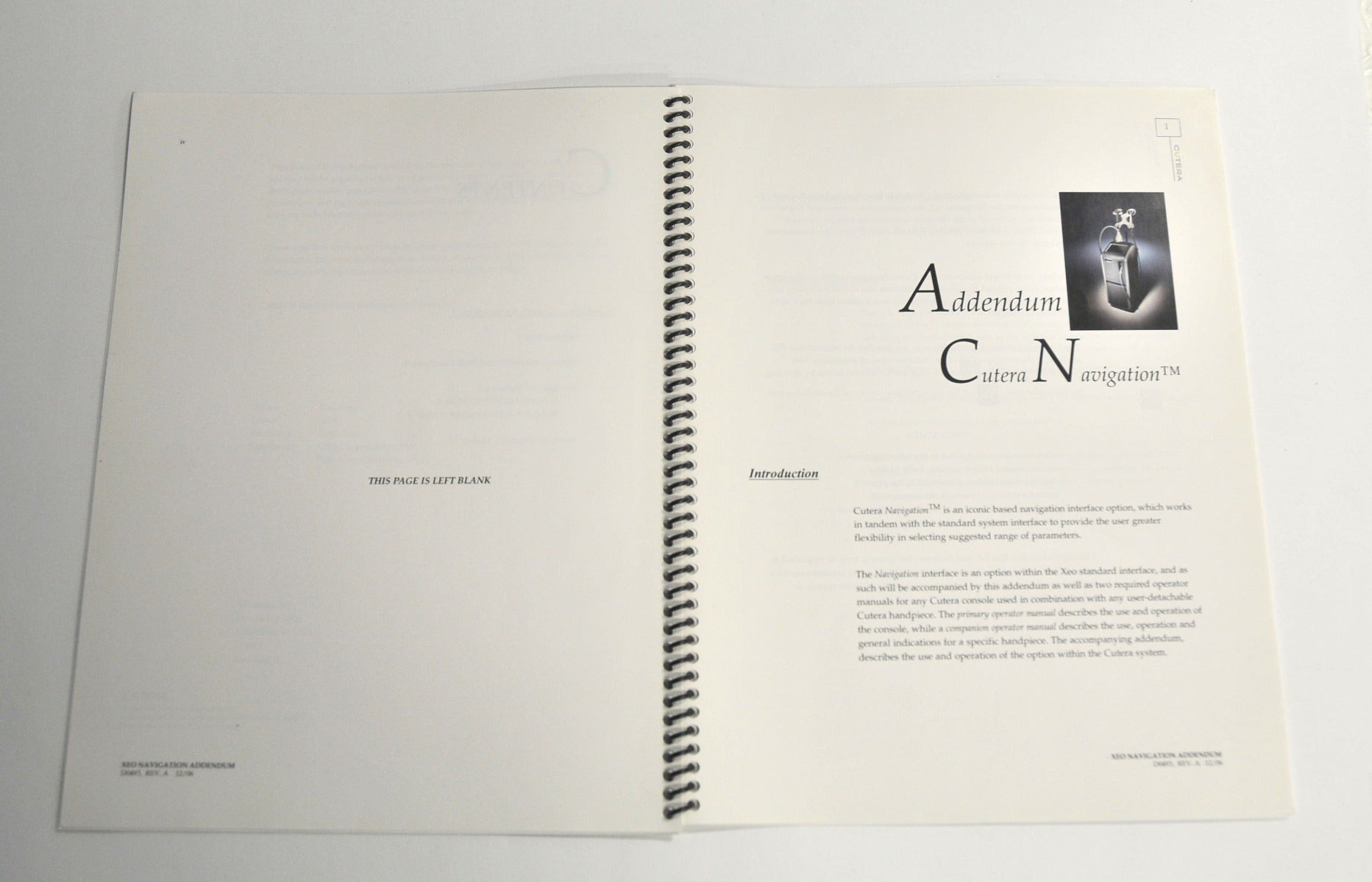 Cutera Laser XeoNavigation Addendum Booklet D0493 12/06