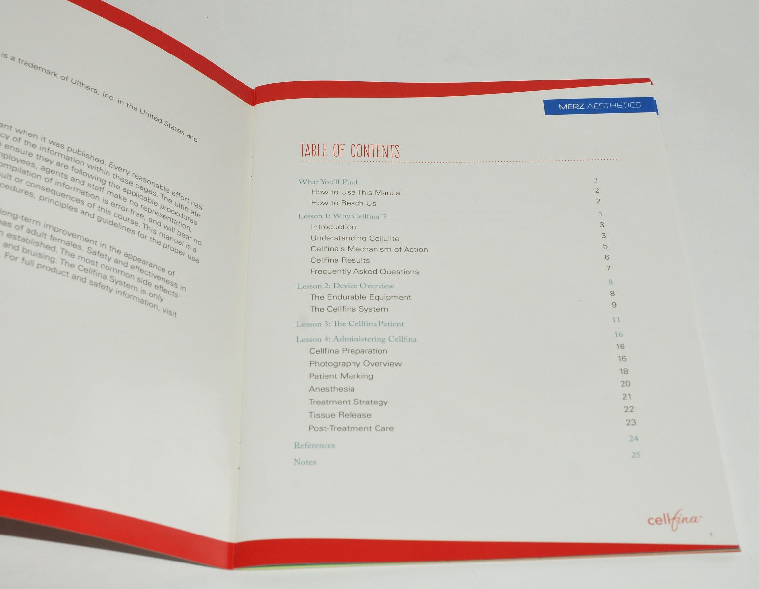 Merz Aesthetics Ulthera Cellfina Customer Training Booklet User Brochure - 2015