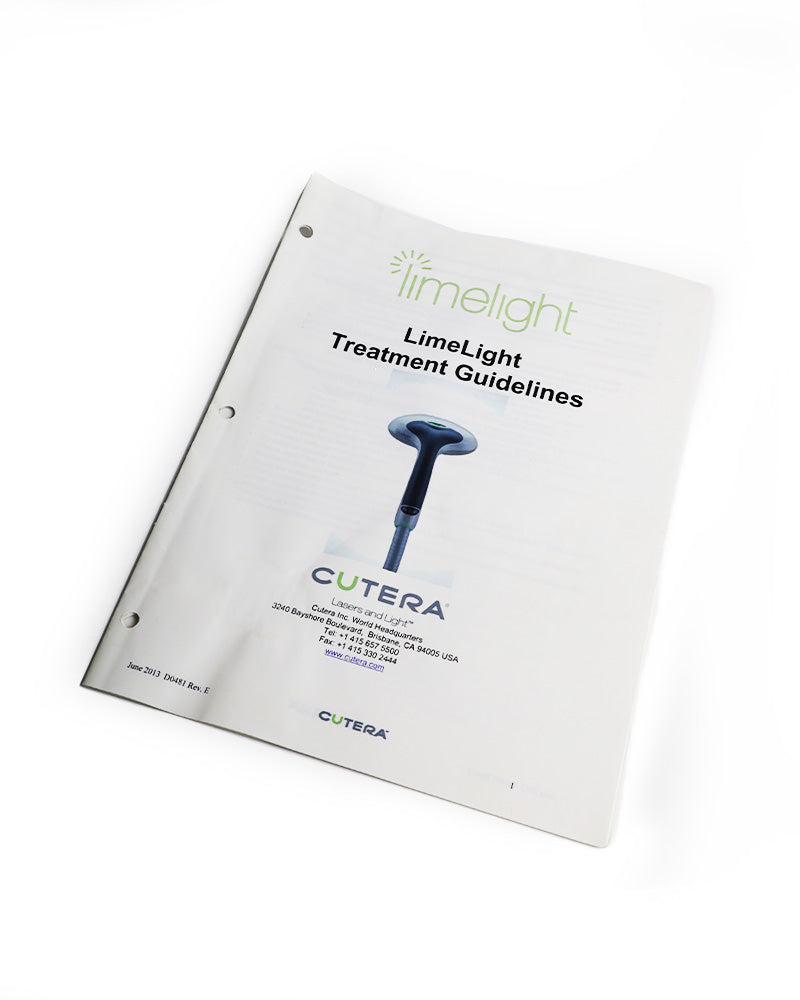 Cutera LimeLight Laser Treatment User Operator Guidelines Manual Parameters