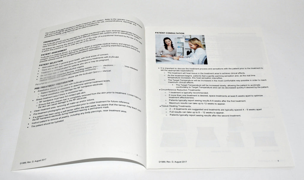 CUTERA TruSculpt 3D Treatment Guidelines Laser Body Settings Guide D1989 16 Pgs