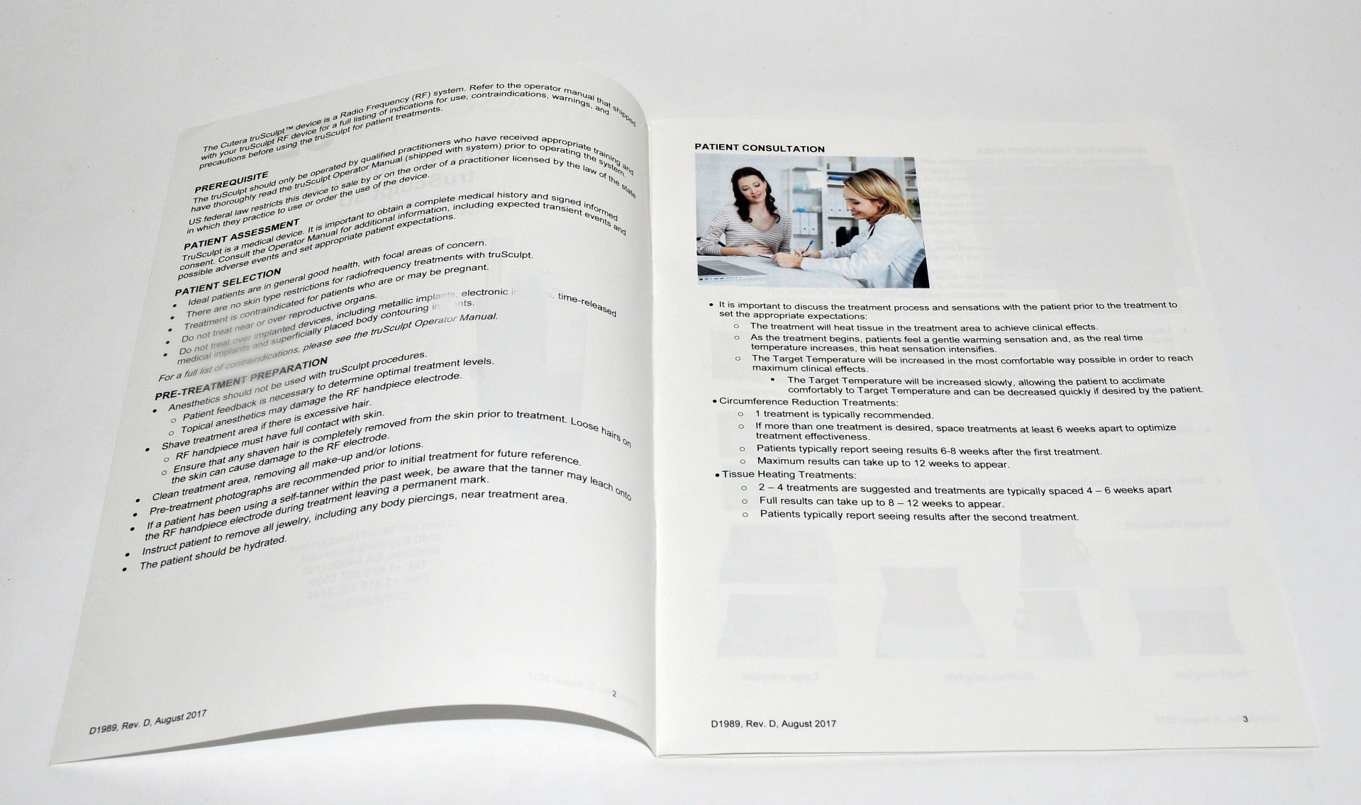 CUTERA TruSculpt 3D Treatment Guidelines Laser Body Settings Guide D1989 16 Pgs