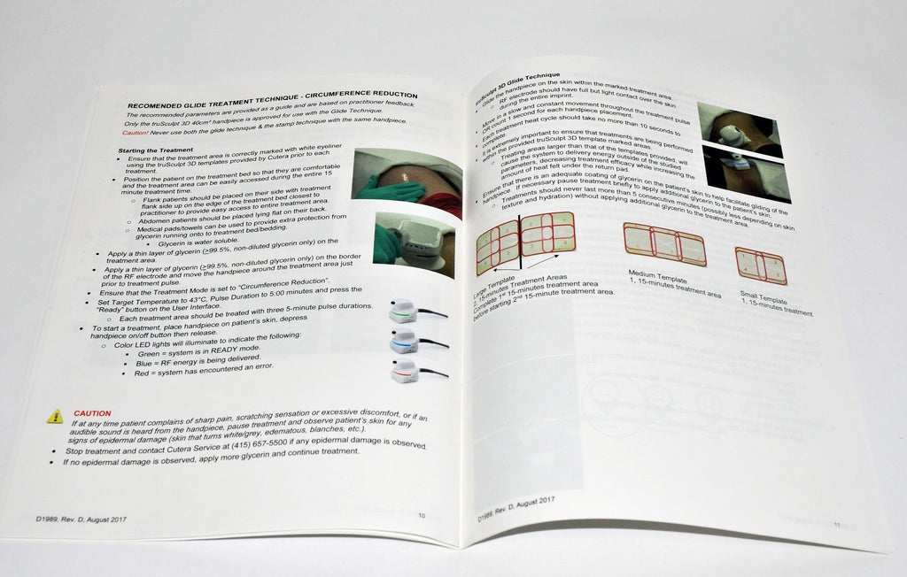 CUTERA TruSculpt 3D Treatment Guidelines Laser Body Settings Guide D1989 16 Pgs