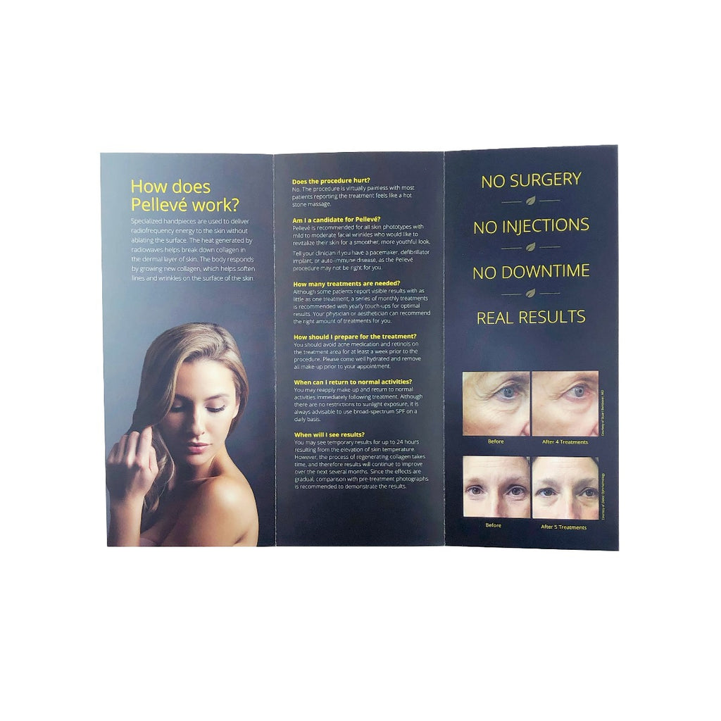 Cynosure Pelleve RF Wrinkle Reduction Tri-Fold Brochures 921-0651-000 - 100 Pack