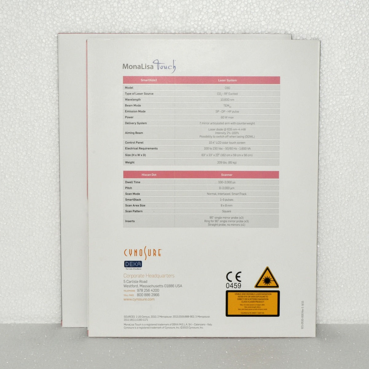 Cynosure MonaLisa Touch Tri-Fold Office Patient Brochure MONA LISA Vaginal Care