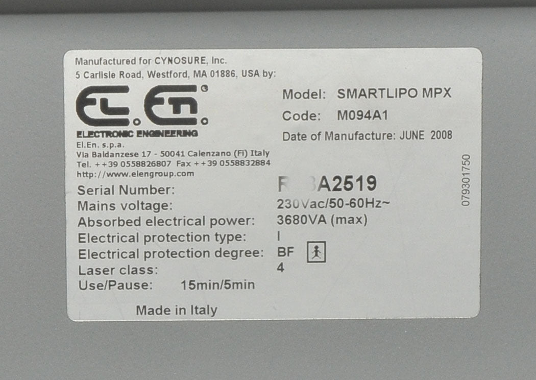 Cynosure SmartLipo MPX Nd YAG 1064 1320 2M Pulses BodySculpt Laser NON RFID