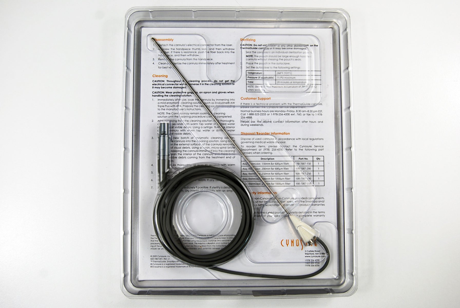 Cynosure Thermaguide Smartlipo Orange Thermal Sensing Smartsense 100 7007 350