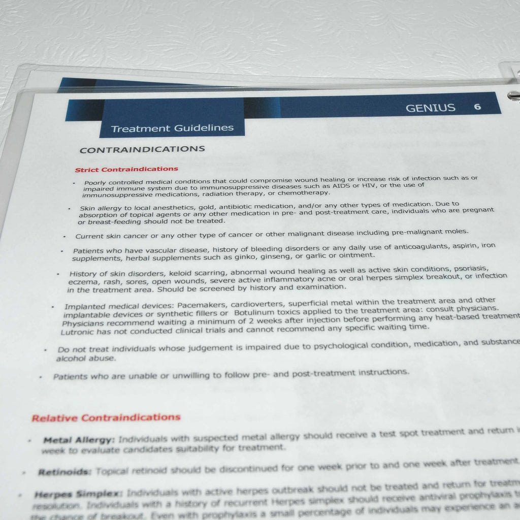 Lutronic Genius Quick Start Guide RF Microneedling User Operation Sheets Manual