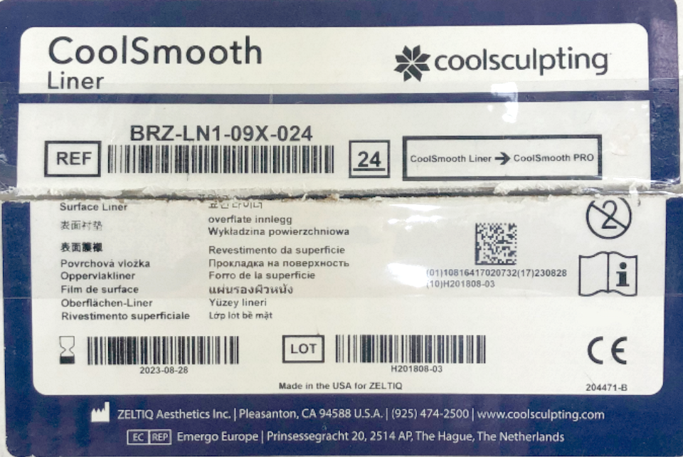Zeltiq CoolSculpting BRZ-LN1-09X-024 CoolSmooth PRO SMOOTH Liners 24PK EXP 2023