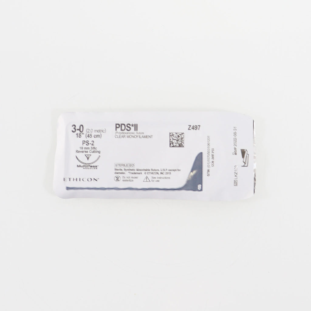 Ethicon Z497 PDS II PS-2 Polydioxanone Clear Mono Suture Reverse Cutting 3-0 x7