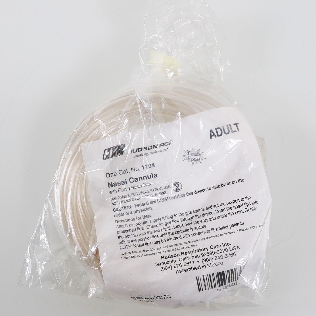 Hudson RCI Nasal Cannula Adult Flared Nasal Tips Latex Free x4Pcs 1104