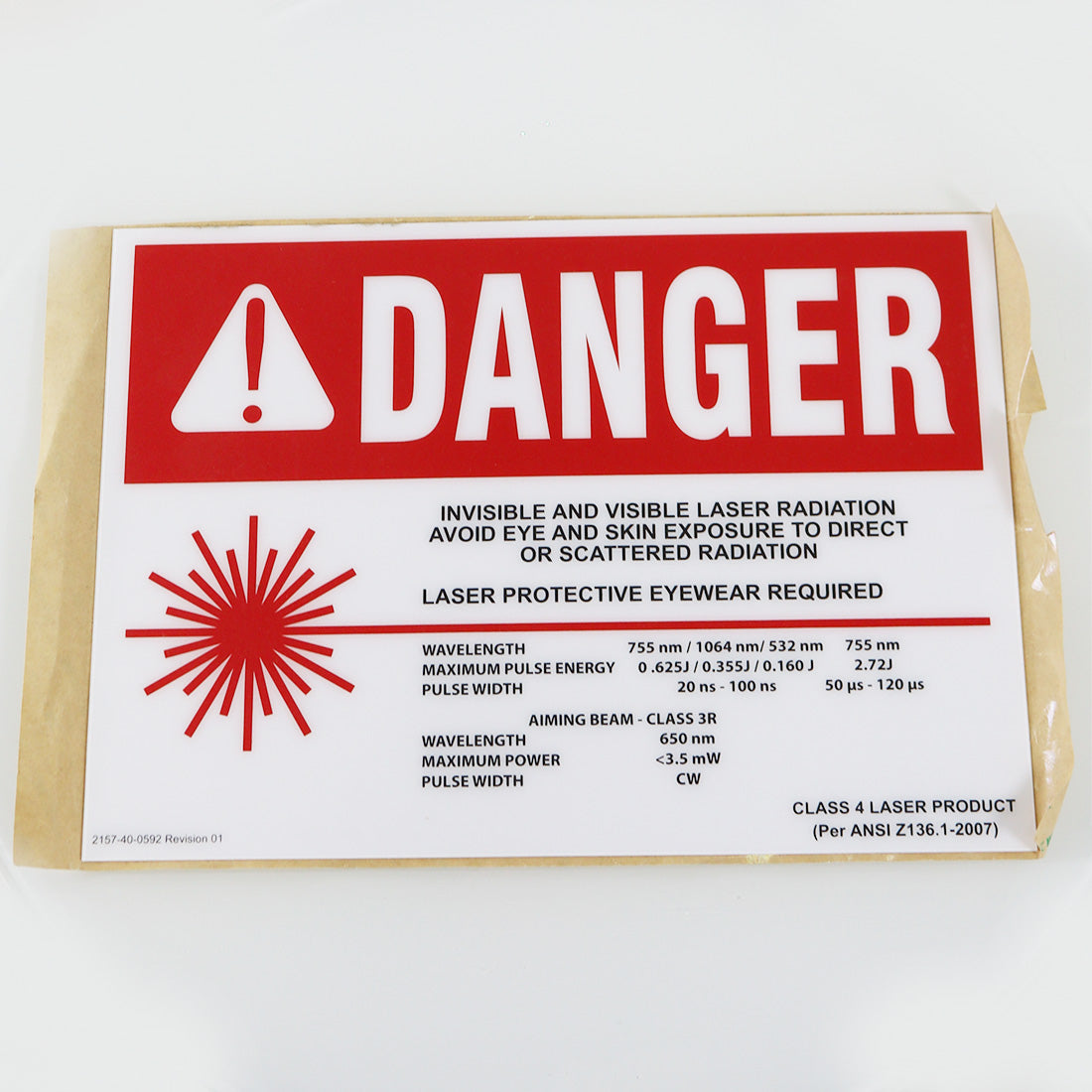Danger Invisible Laser Radiation Protective Class 4 Laser Product 2157-40-0592
