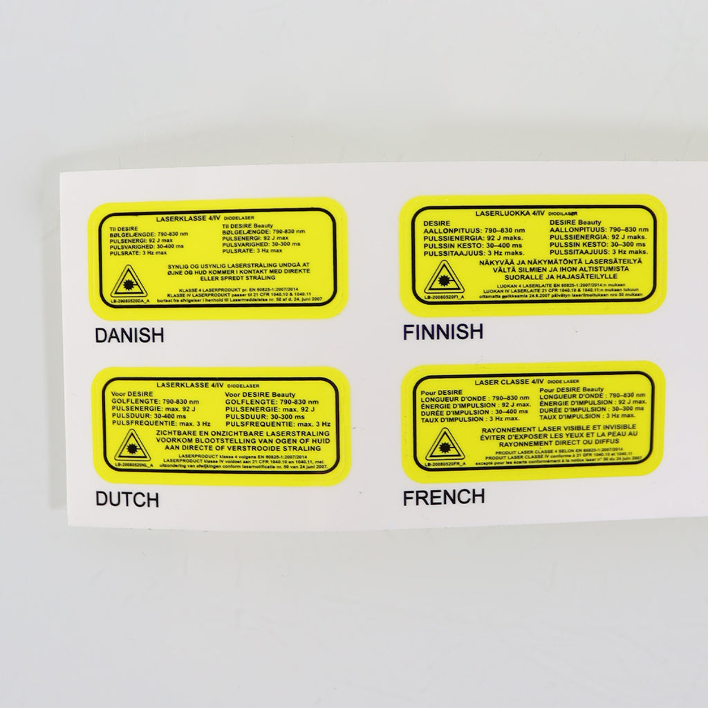 Desire Beauty Multi-language Class 4 Laser Danger Warning Stickers LB-20080520_B
