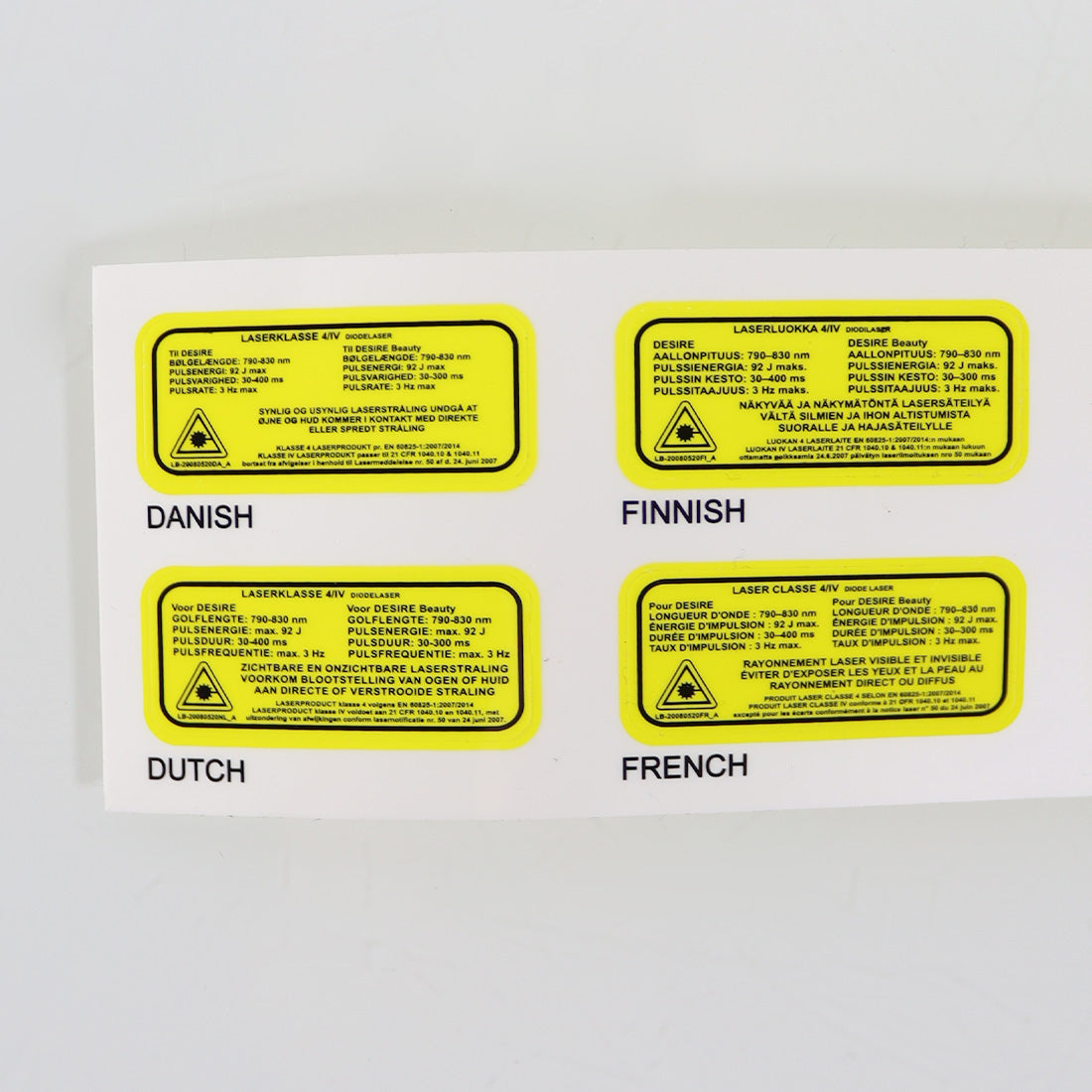 Desire Beauty Multi-language Class 4 Laser Danger Warning Stickers LB-20080520_B