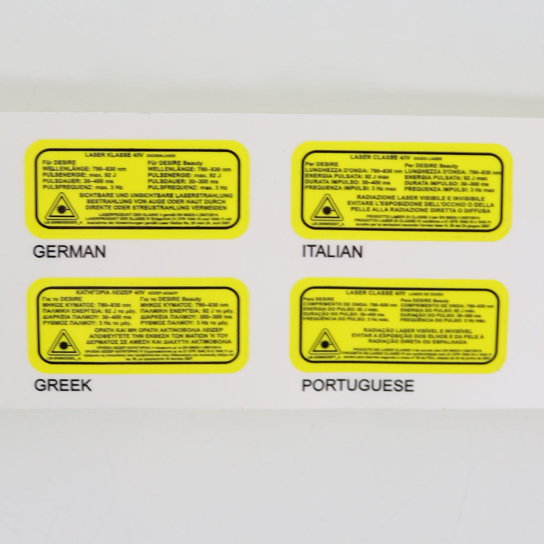 Desire Beauty Multi-language Class 4 Laser Danger Warning Stickers LB-20080520_B