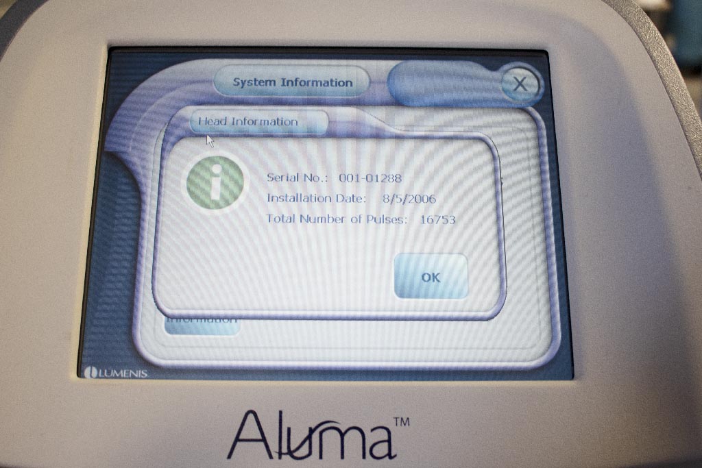 2006 Lumenis Aluma RF Suction Skin Wrinkle Tightening GA-0012100 17K Pulses