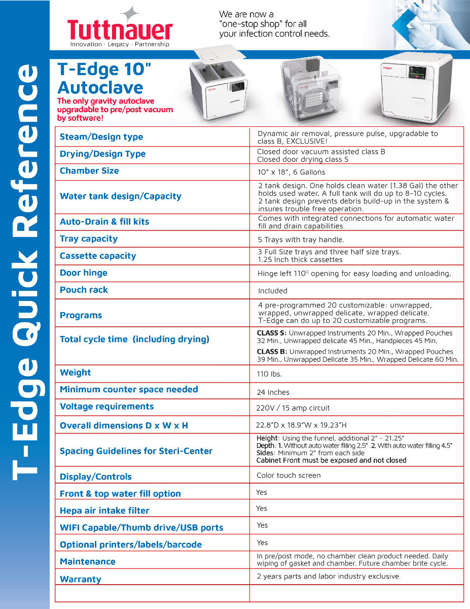 Tuttnauer T-Edge 10 Autoclave