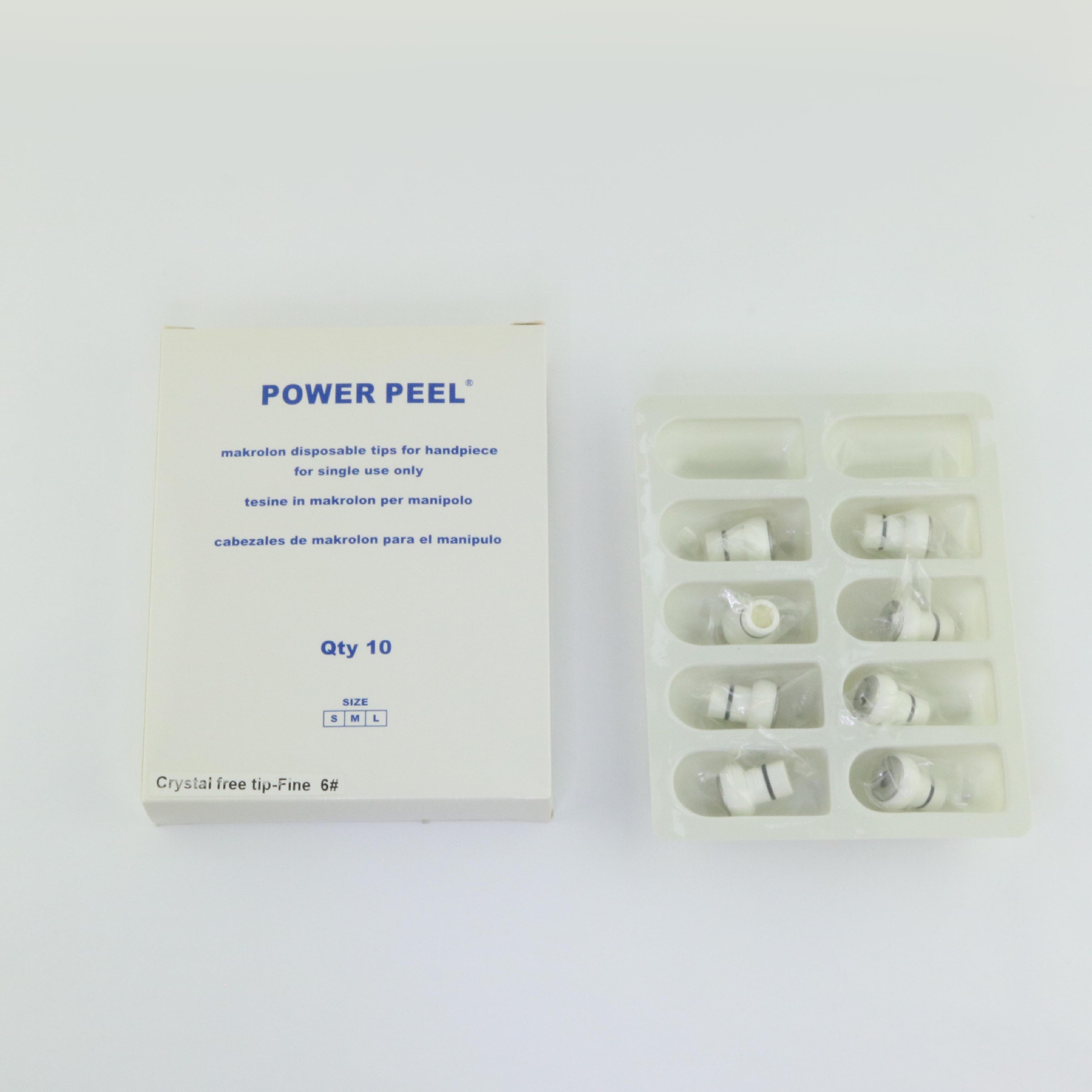Power Peel Crystal Free Makrolon Microdermabrasion Fine Tips #6 Exfoliate 8 Pack